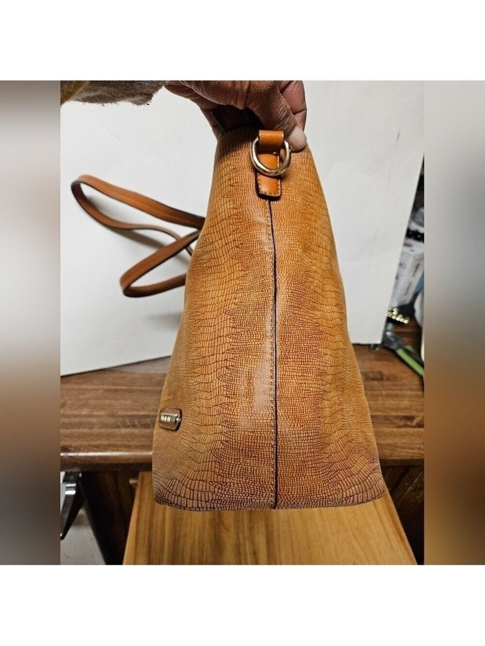Michaela Caramel Shoulder Tote Bag - Picture 9 of 16
